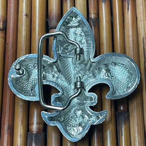 STUNNING Vintage Fleur De Lis Rhinestone Encrusted HAND DECORATED BELT BUCKLE - Picture 8 of 8
